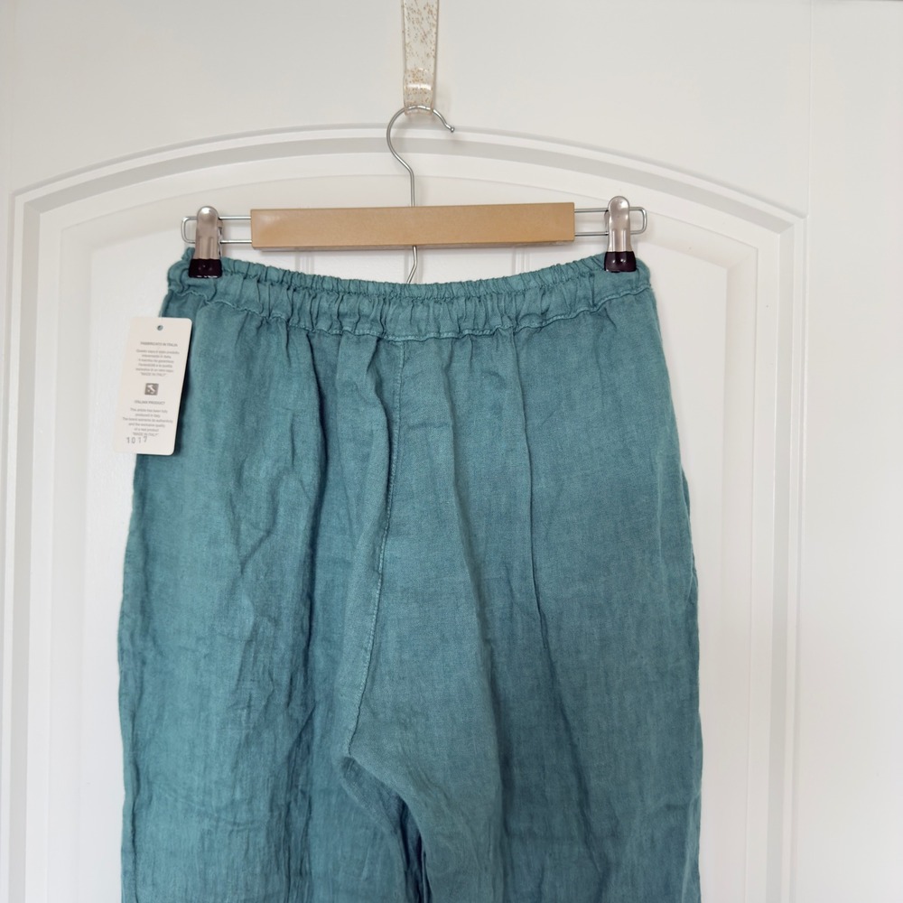 New Made In Italy Women’s Green Small Elastic Waist Pull On Pants Lagenlook Boho - Picture 4 of 6